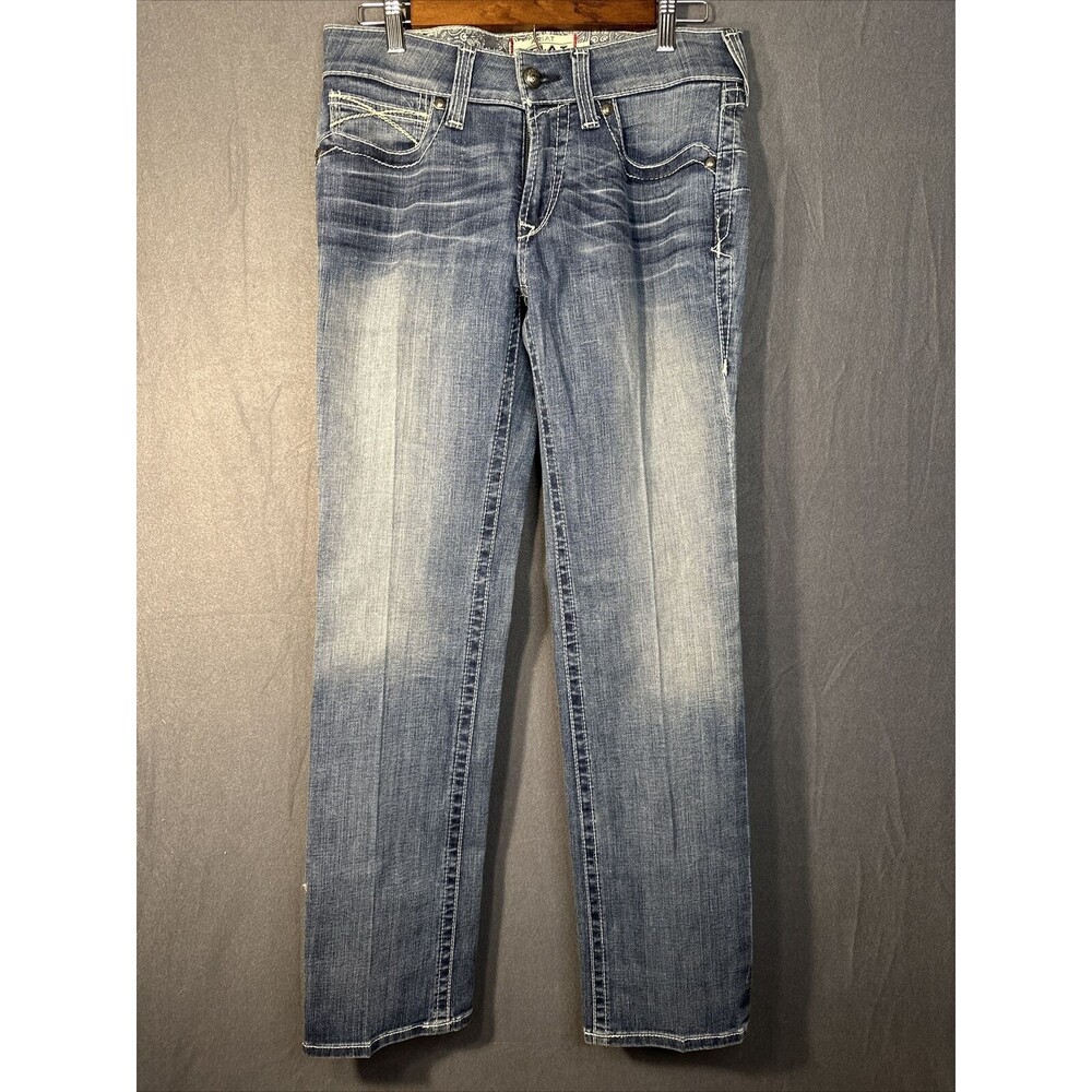 Ariat Womens Blue REAL Performance Mid Rise Denim Straight Leg Jeans Size 28R
